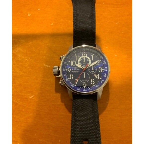 Invicta I-Force Watch 1513 Blue Face with Black Canvas Band - Picture 2 of 4